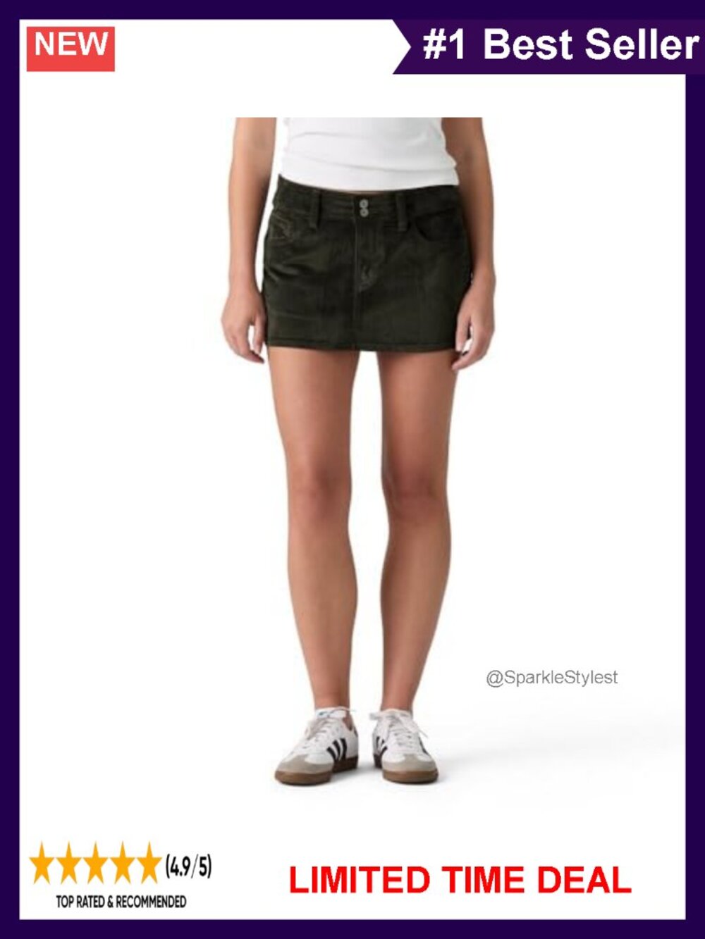 Low-Rise Corduroy Mini Skirt Regular Fit Straight Hemline